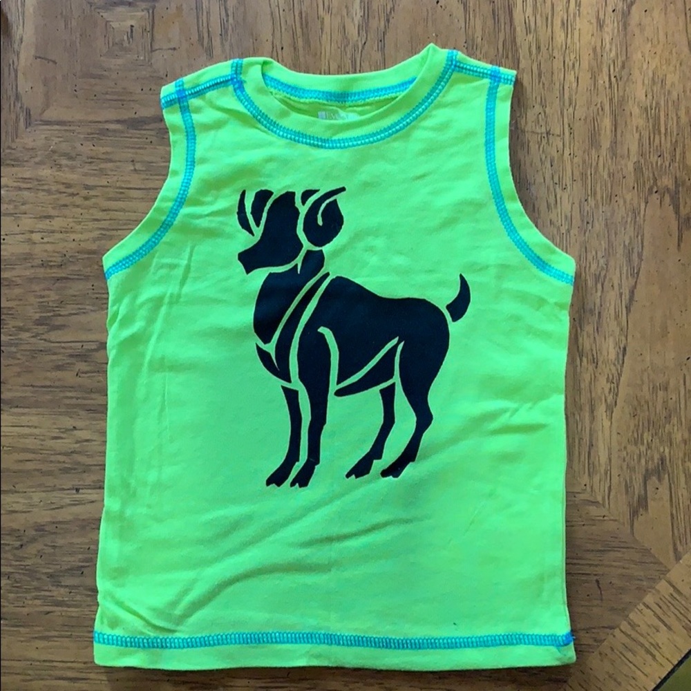Screen printed bighorn sheep boys tank top, 2T/4T